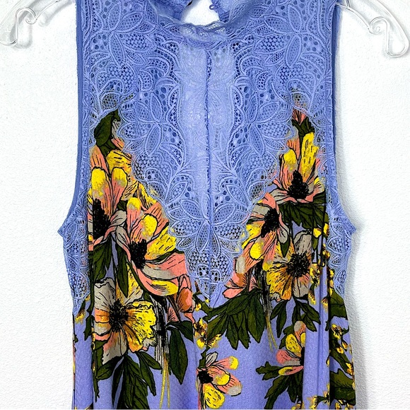 Free People Intimately Day Dream Floral Lace Mini Dress Periwinkle Blue Size S - Picture 6 of 14